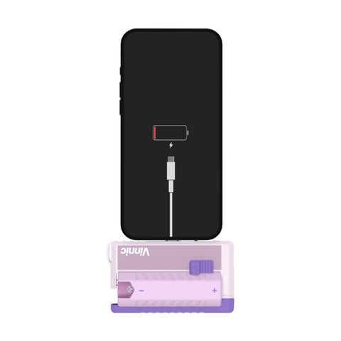 Vinnic Rendezvous 5000mAh 可換電 Type-C 直插式 雙輸出行動電源 (附21700電池兩枚及專用鋰電充電座)(紫色)