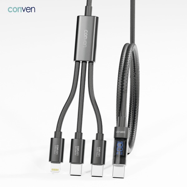 CONVEN  Type-C 3合1 100W PD (第4代) 快速充電線(2米)