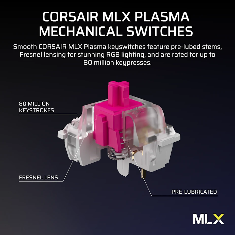 Corsair VANGUARD 96 WIRELESS 8kHz 三模無線機械鍵盤(MLX Plasma軸)(黑色)