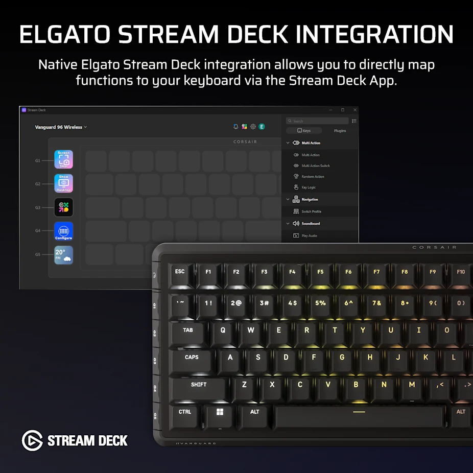 Corsair VANGUARD 96 WIRELESS 8kHz 三模無線機械鍵盤(MLX Plasma軸)(黑色)