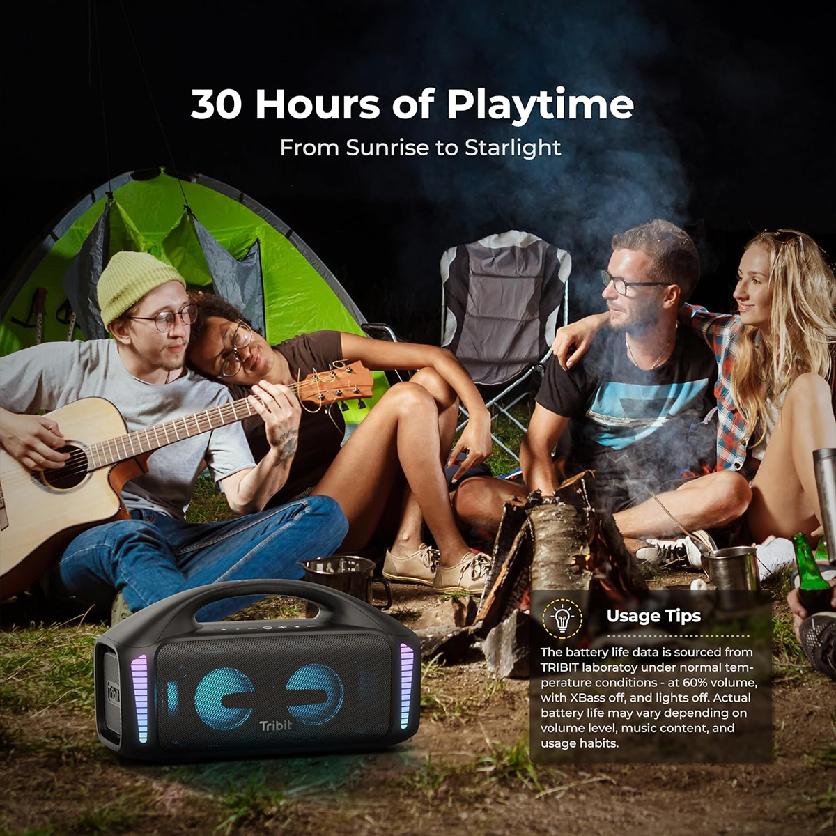 TRIBIT StormBox Blast 便攜式防水重低音藍牙派對音箱(BTS52) IPX7 | 90W大功率 | RGB炫彩