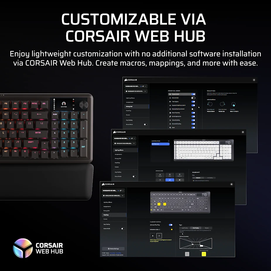 Corsair VANGUARD 96 WIRELESS 8kHz 三模無線機械鍵盤(MLX Plasma軸)(黑色)