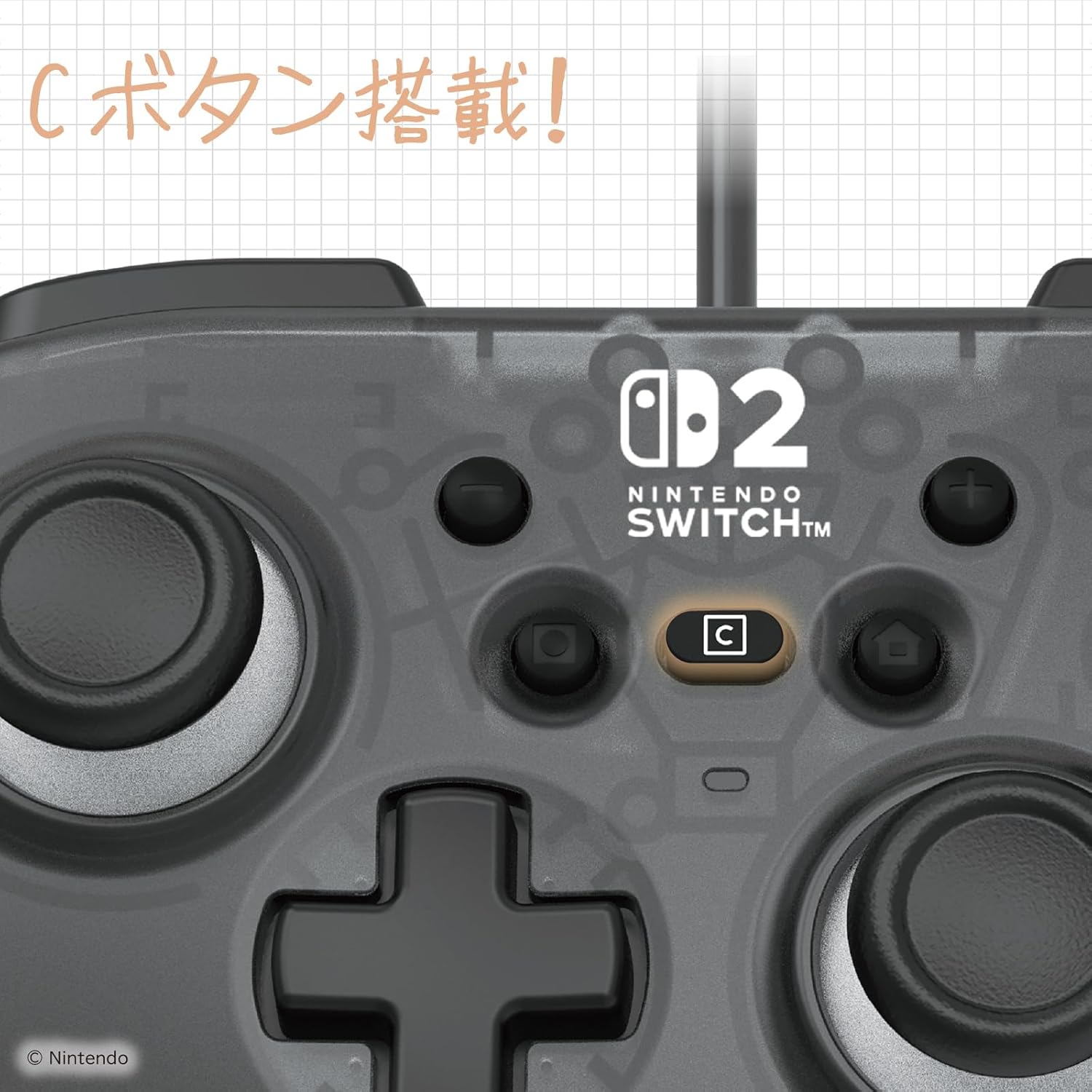 HORI 有線控制器 TURBO 迷你版 For Nintendo Switch 2(NSX-222A)(透黑)