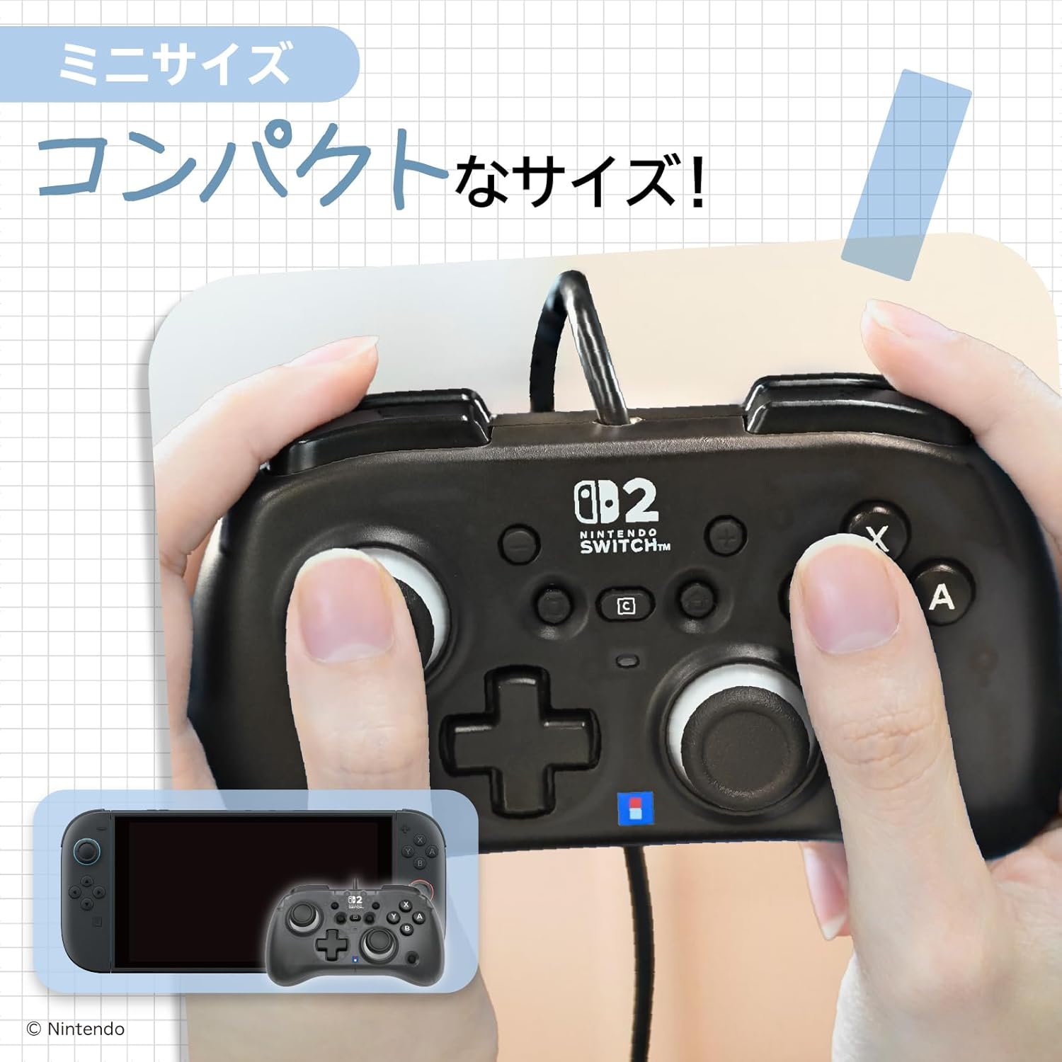 HORI 有線控制器 TURBO 迷你版 For Nintendo Switch 2(NSX-222A)(透黑)