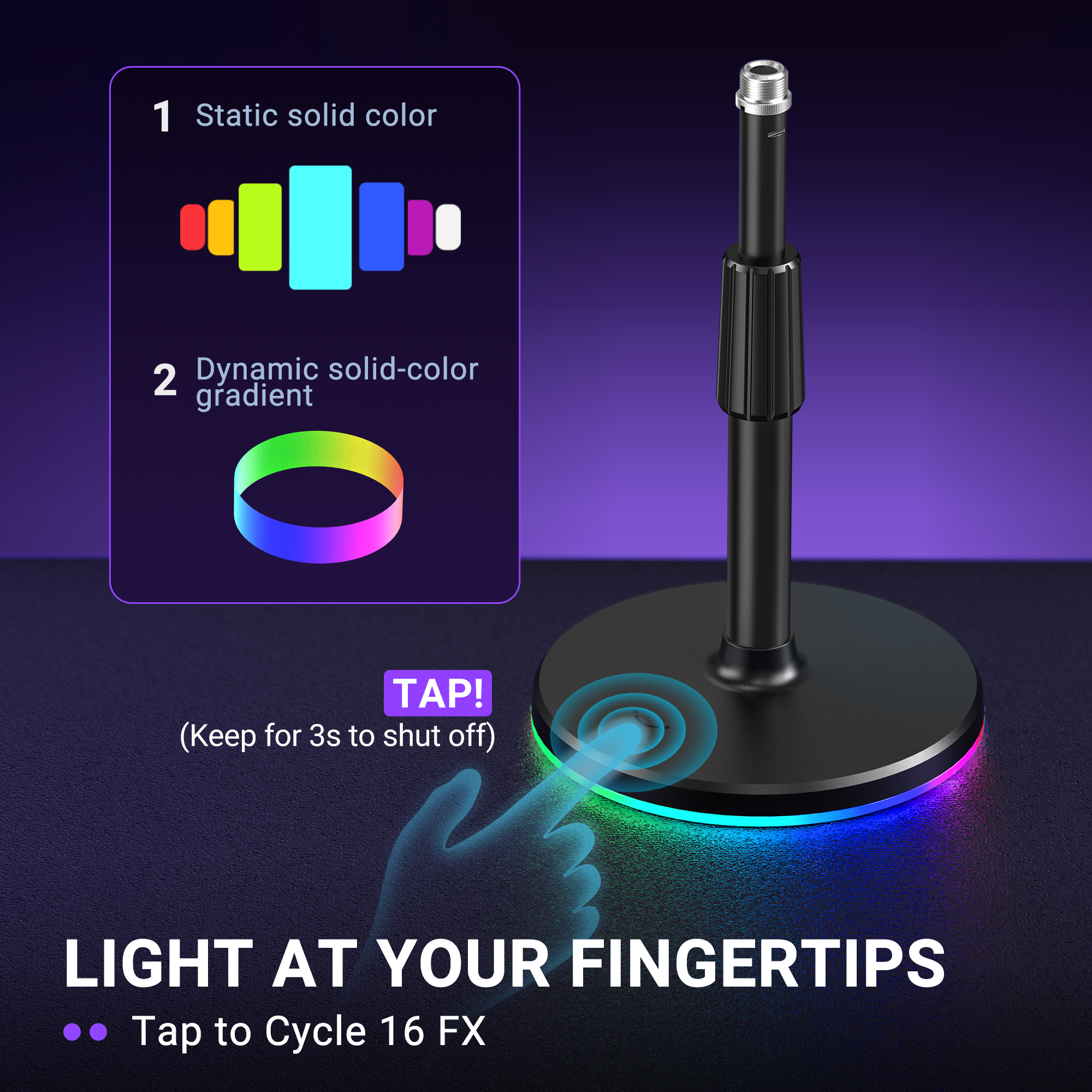 FIFINE BS6 RGB 麥克風支架底座(BS6-白色)