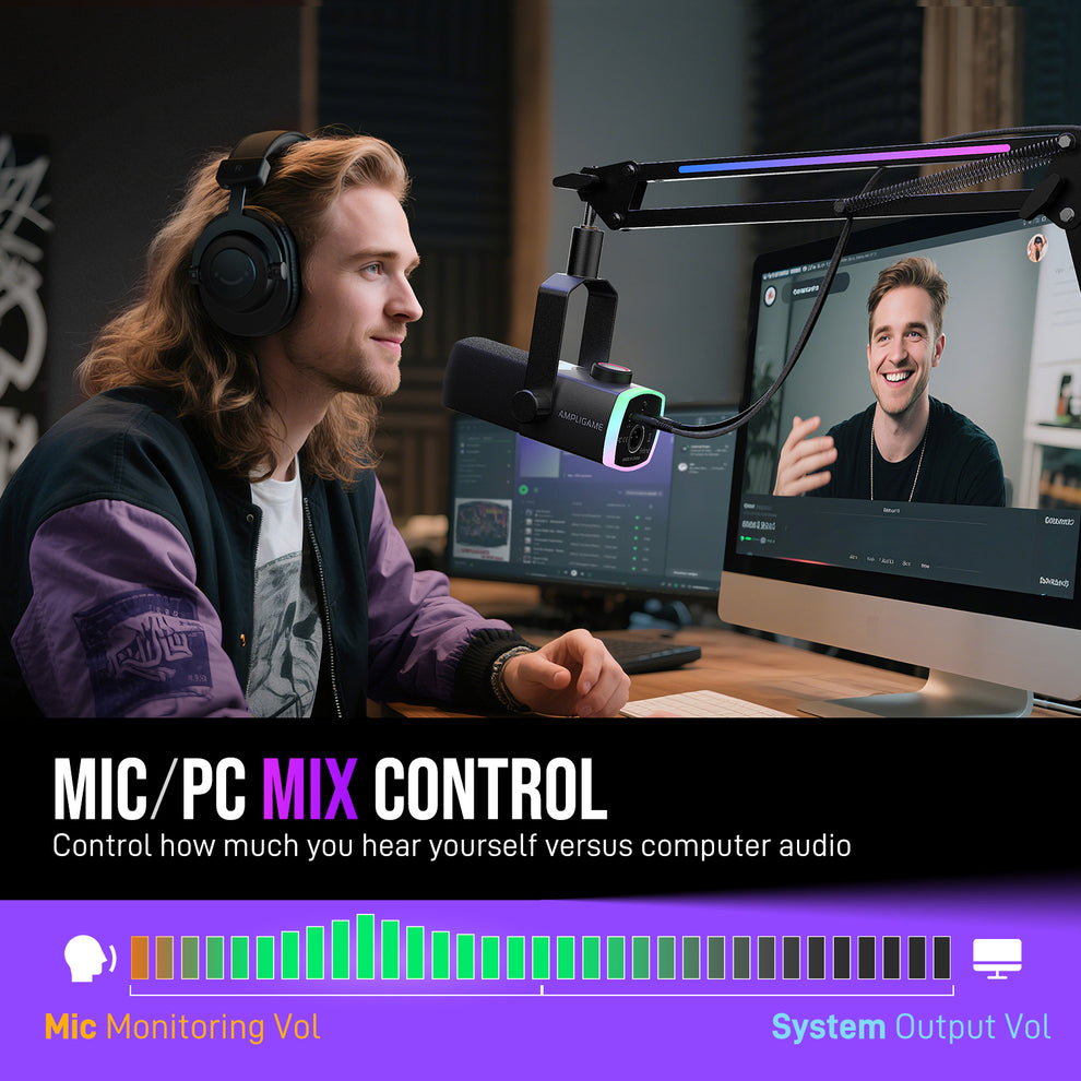FIFINE AM8PROT 連RGB支架動圈式遊戲麥克風(黑色)