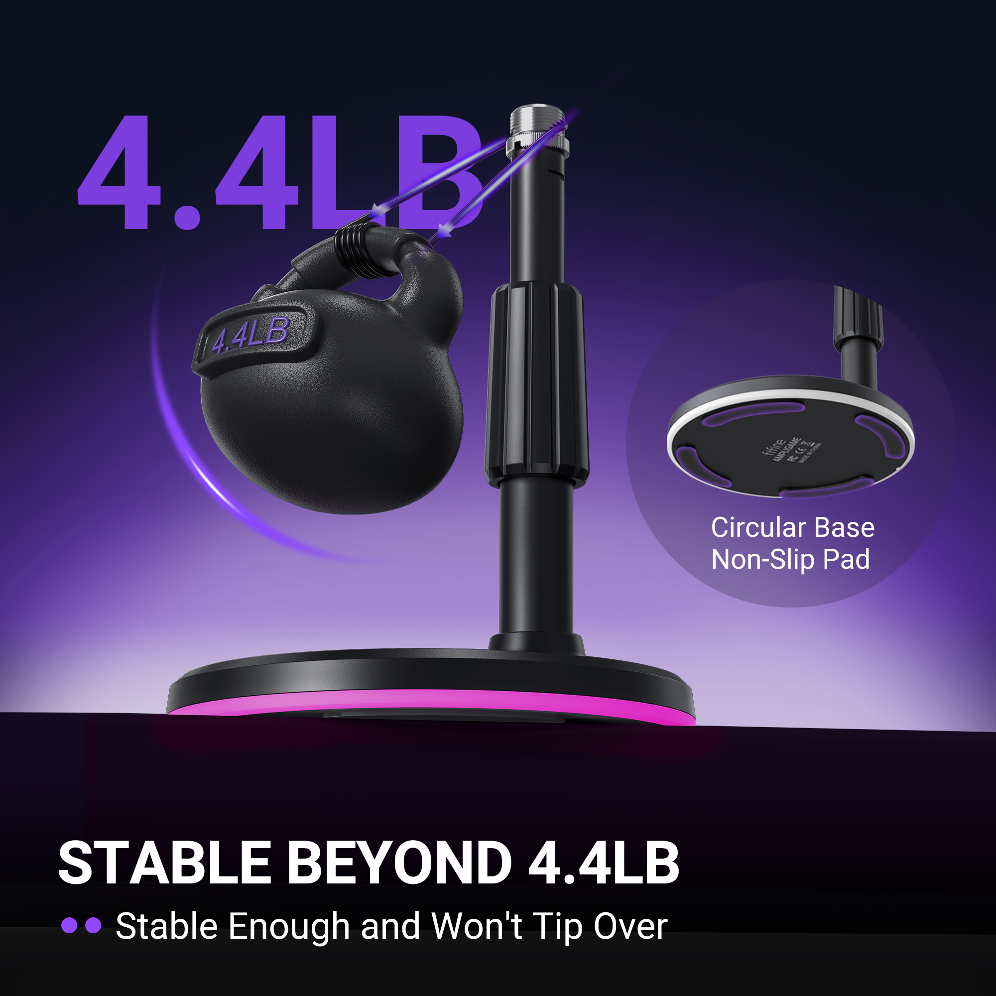 FIFINE BS9 RGB 麥克風支架底座(BS9-白色)