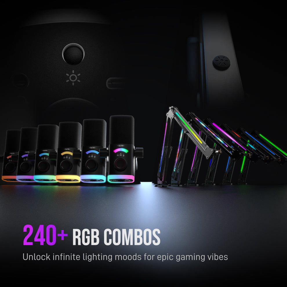 FIFINE AM8PROT 連RGB支架動圈式遊戲麥克風(黑色)