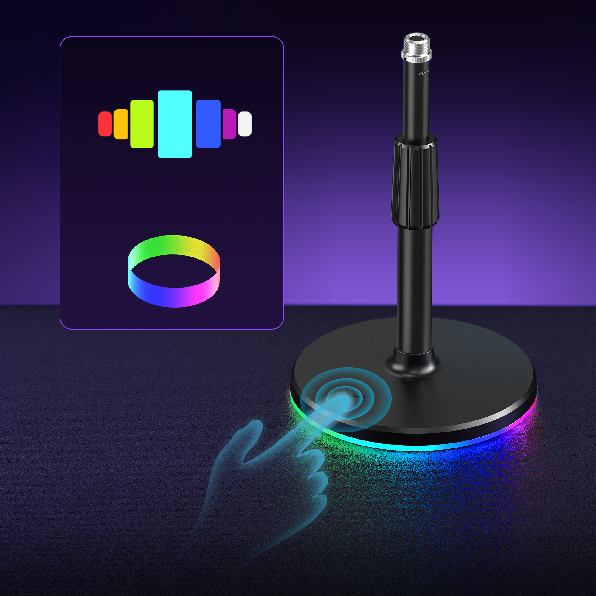 FIFINE BS6 RGB 麥克風支架底座(BS6-黑色)