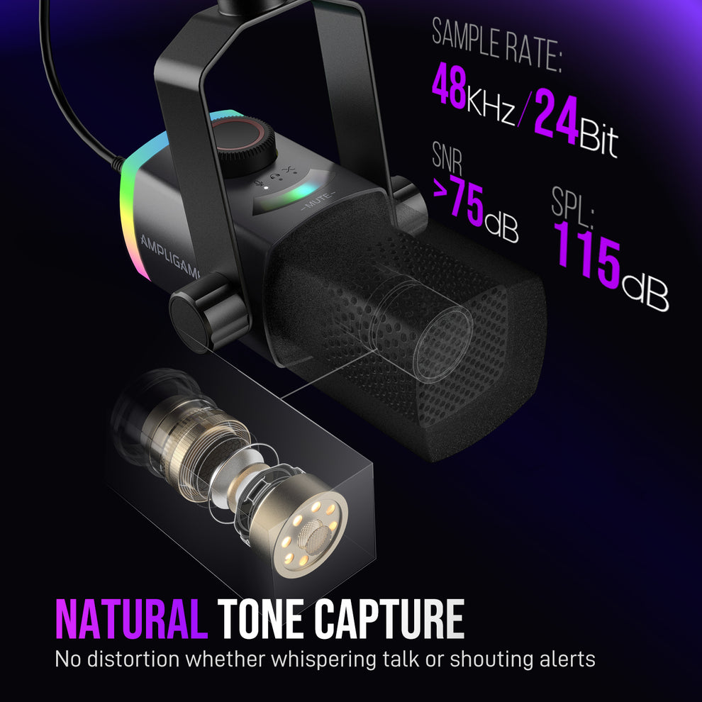 FIFINE AM8PROT 連RGB支架動圈式遊戲麥克風(黑色)