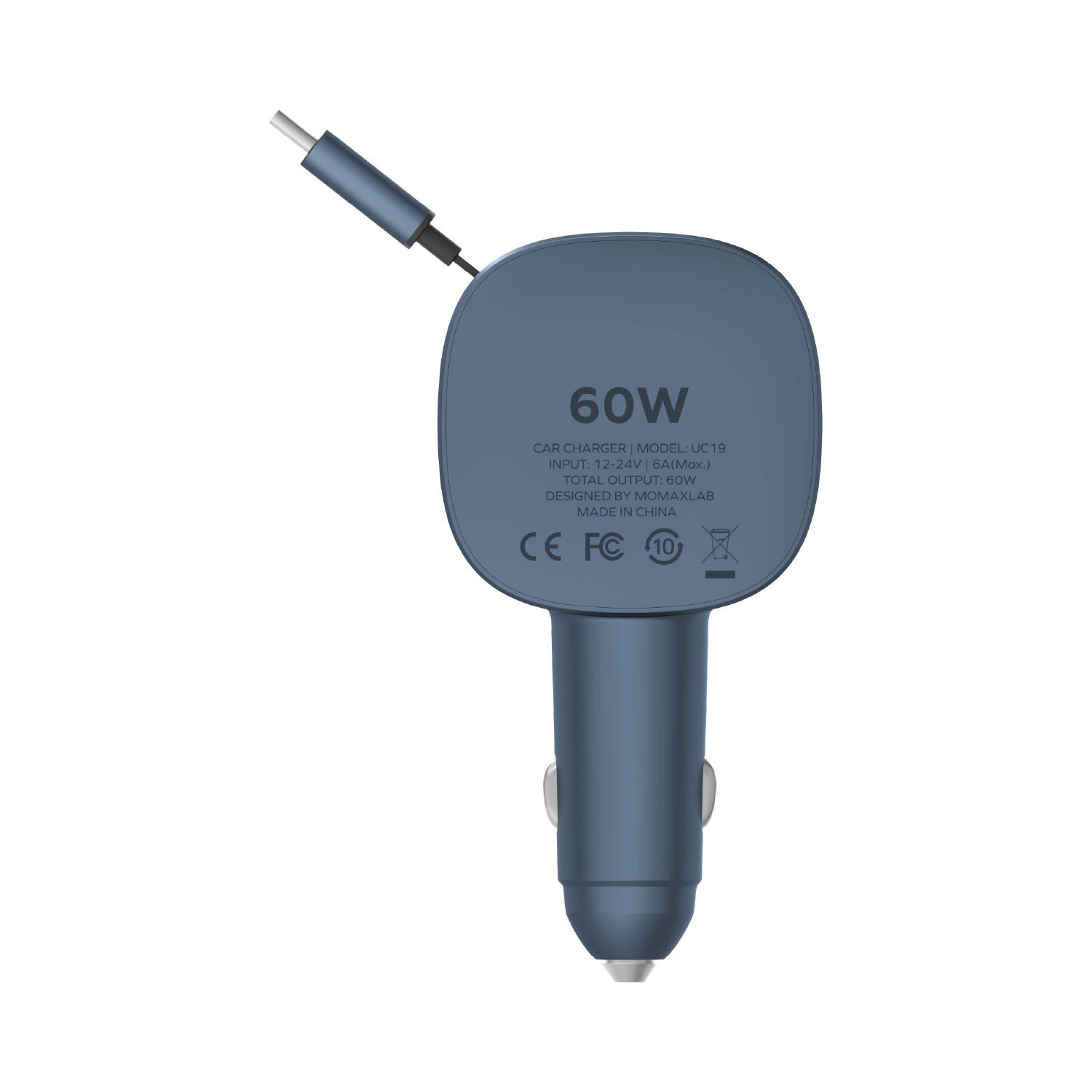 MOMAX 1-MOVE+ 60W 伸縮充電線雙接口車用充電器(深空灰)