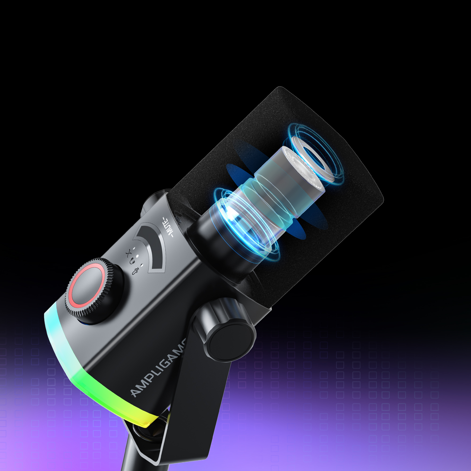 FIFINE AM8PROT 連RGB支架動圈式遊戲麥克風(支架-黑色)