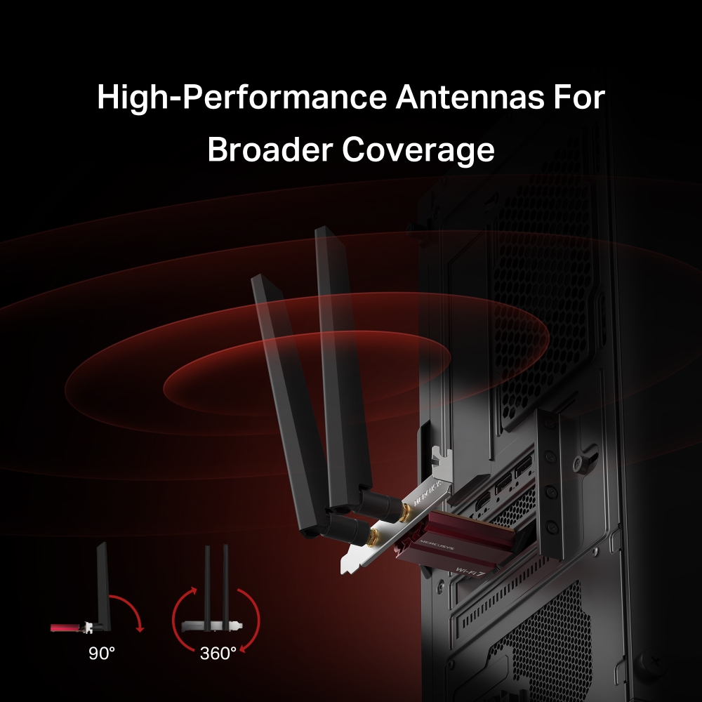 MERCUSYS MA47BE BE9300 三頻 Wi-Fi 7 藍牙5.4 PCIe 網卡(不支援AMD平台)