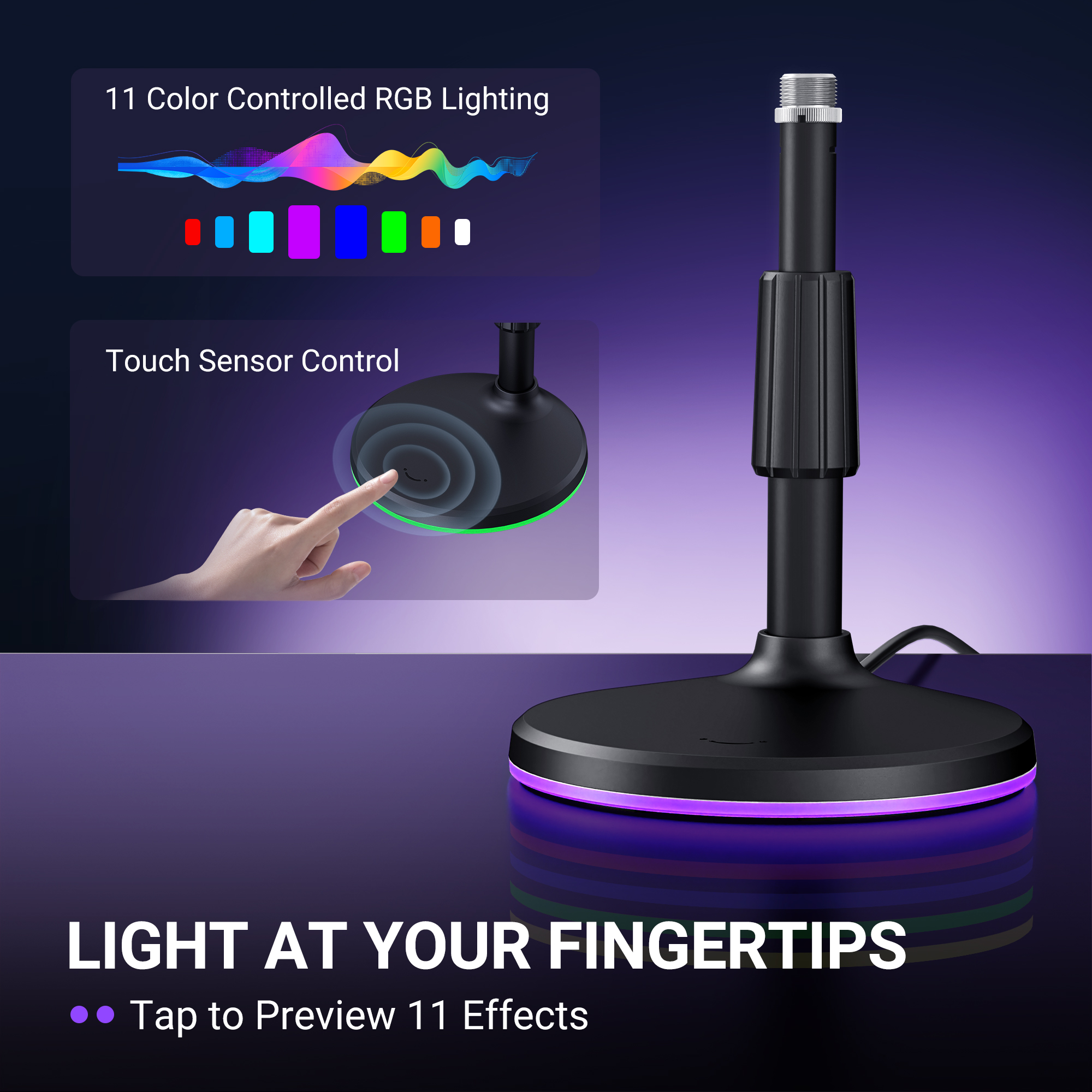 FIFINE BS9 RGB 麥克風支架底座(BS9-白色)