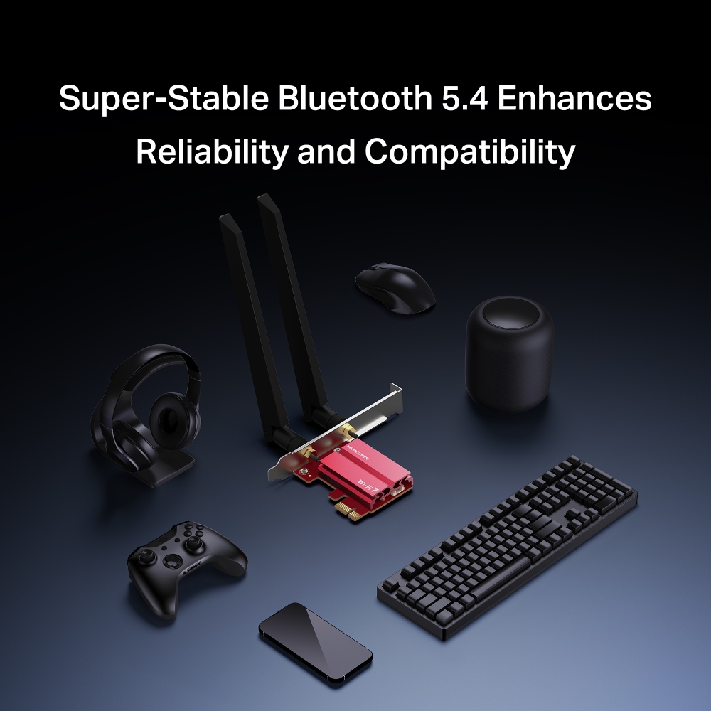 MERCUSYS MA47BE BE9300 三頻 Wi-Fi 7 藍牙5.4 PCIe 網卡(不支援AMD平台)