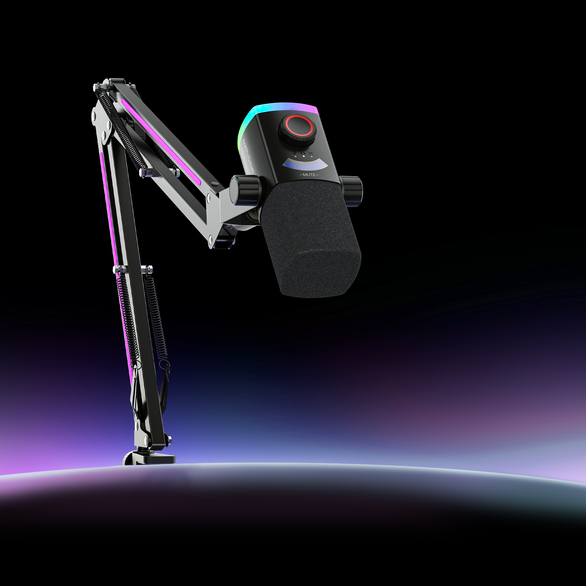 FIFINE AM8PROT 連RGB支架動圈式遊戲麥克風(支架-黑色)