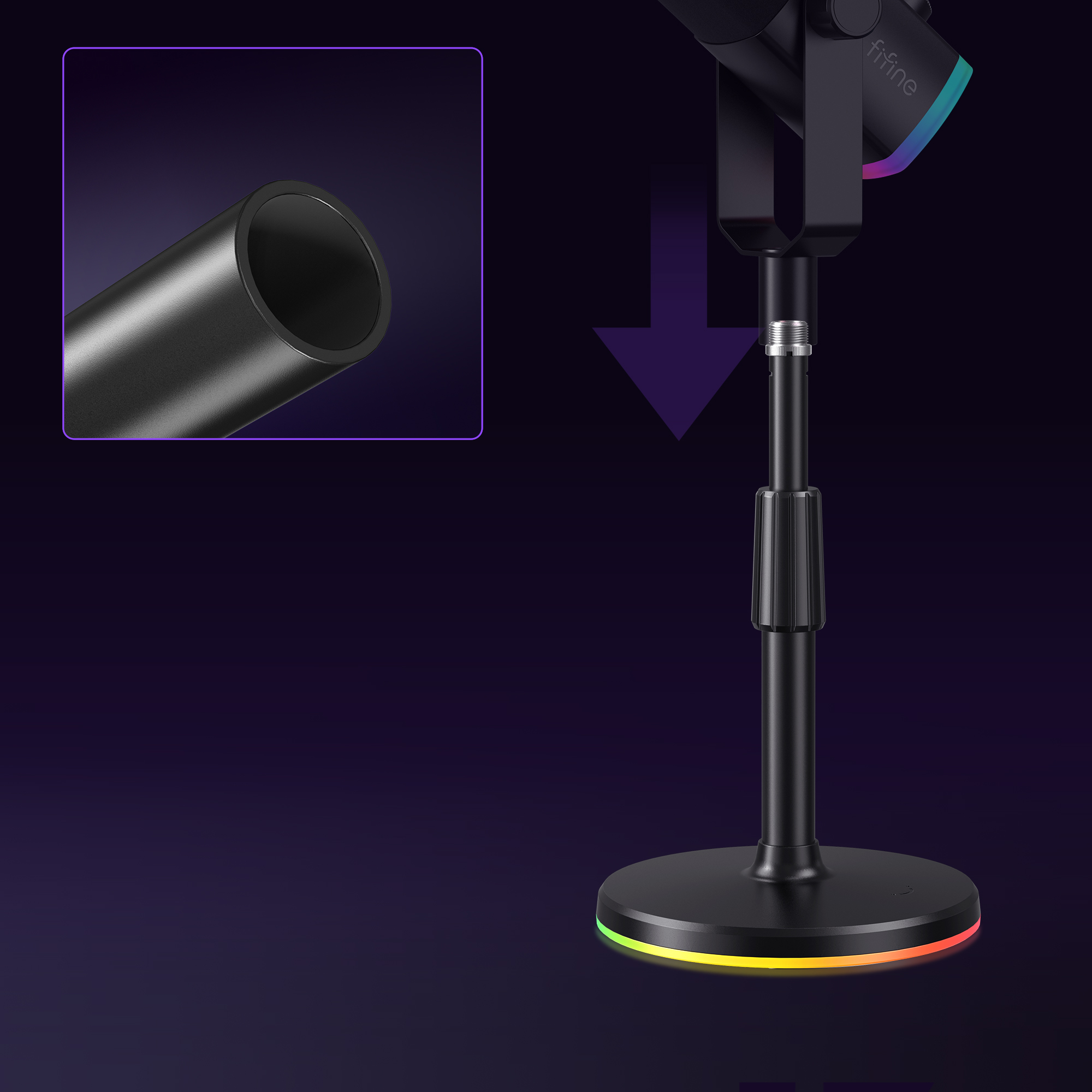FIFINE BS6 RGB 麥克風支架底座(BS6-黑色)